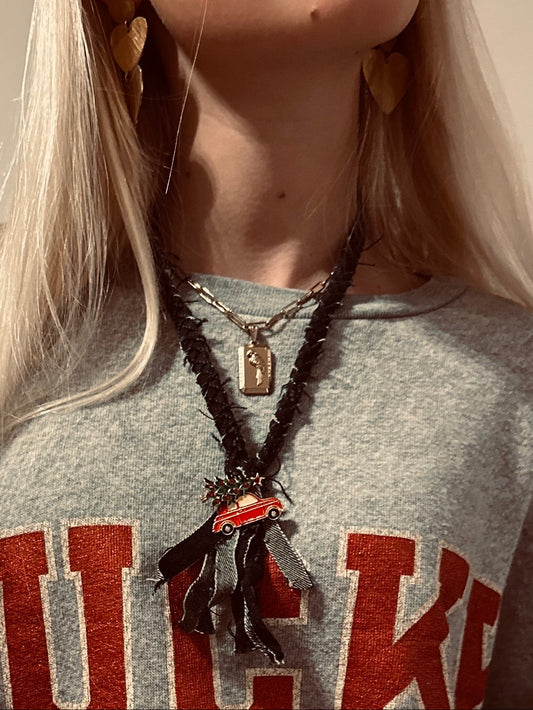 Christmas evening denim necklace