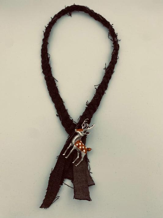 Christmas dear denim necklace